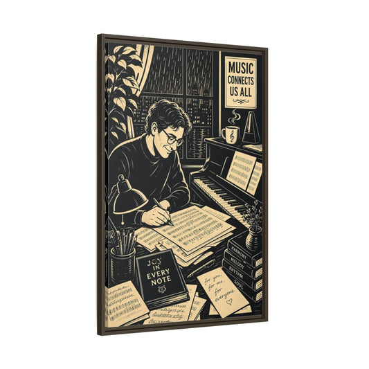 Main Mockup. Joy In Every Note shown as framed canvas print