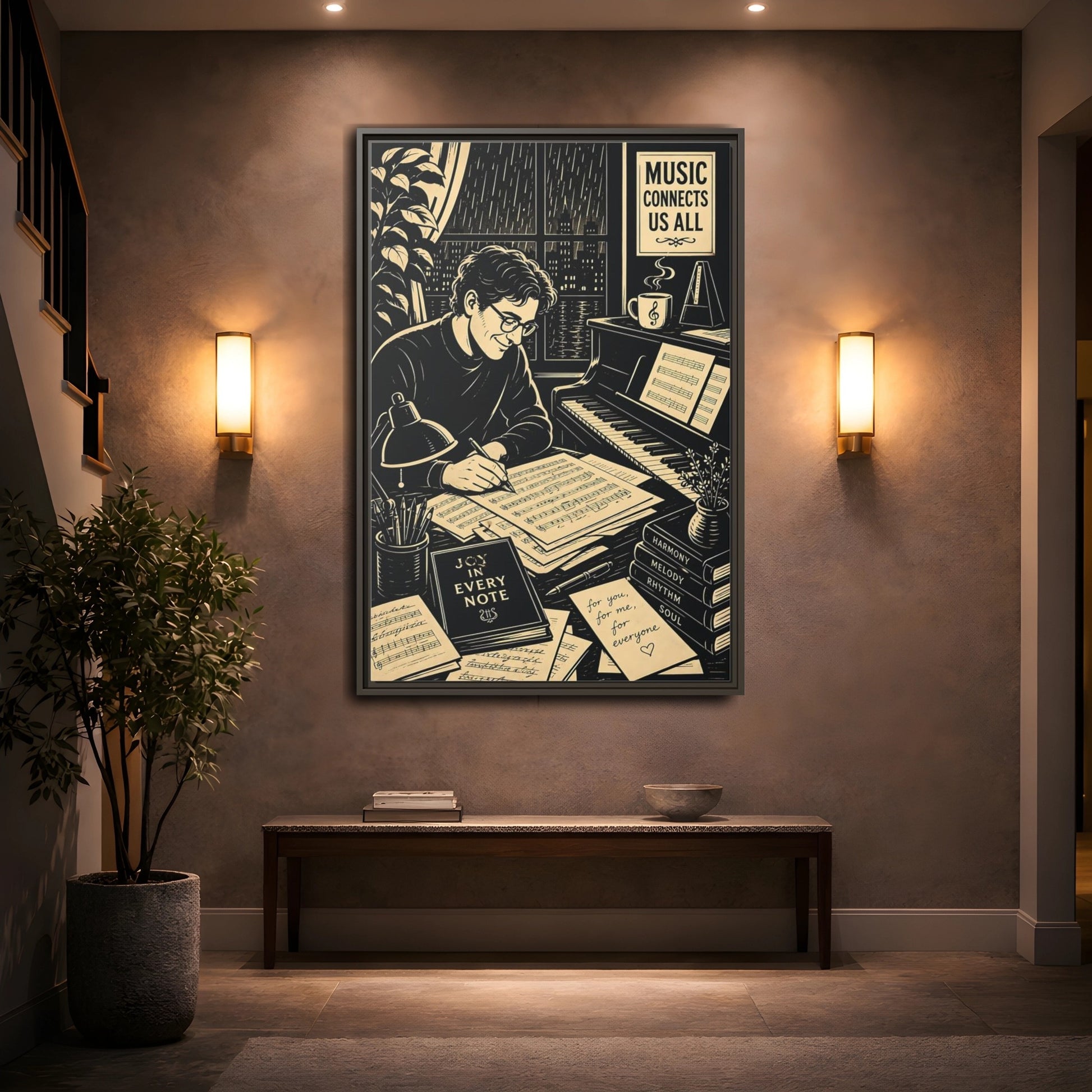 Mockup 2. Joy In Every Note shown as framed canvas print