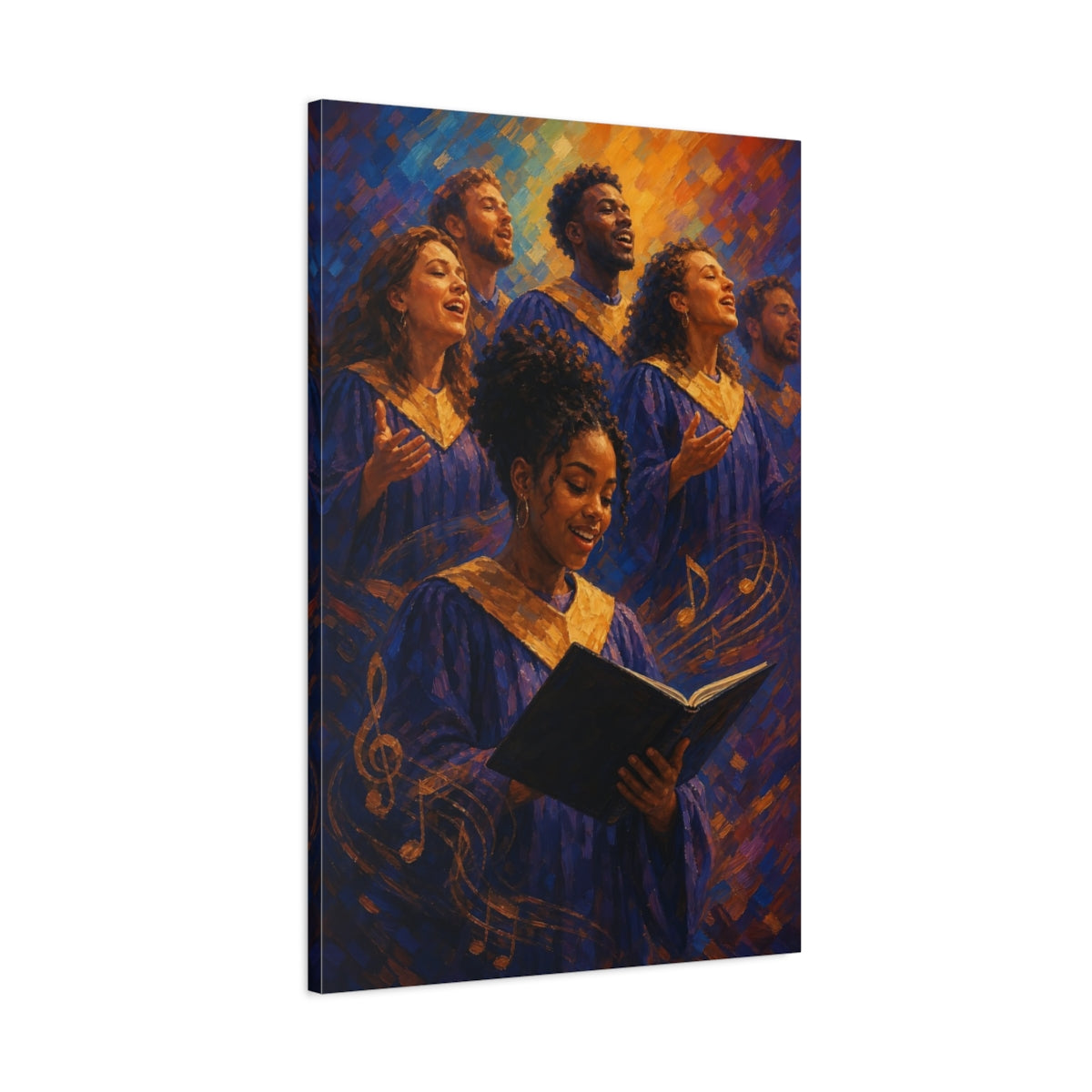 Main Mockup. Joyful Gospel Choir shown as canvas print