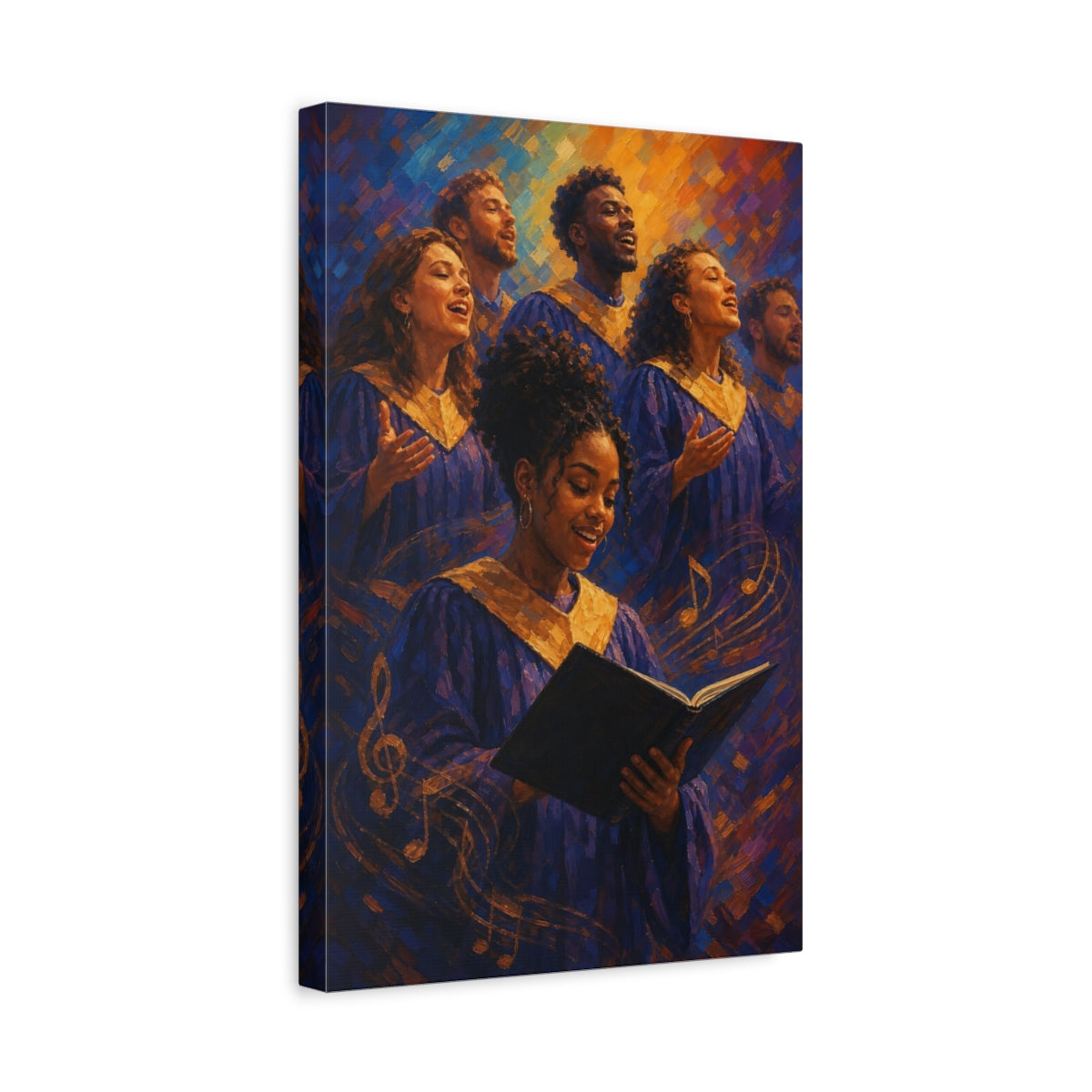 Side Mockup 4. Joyful Gospel Choir shown as canvas print