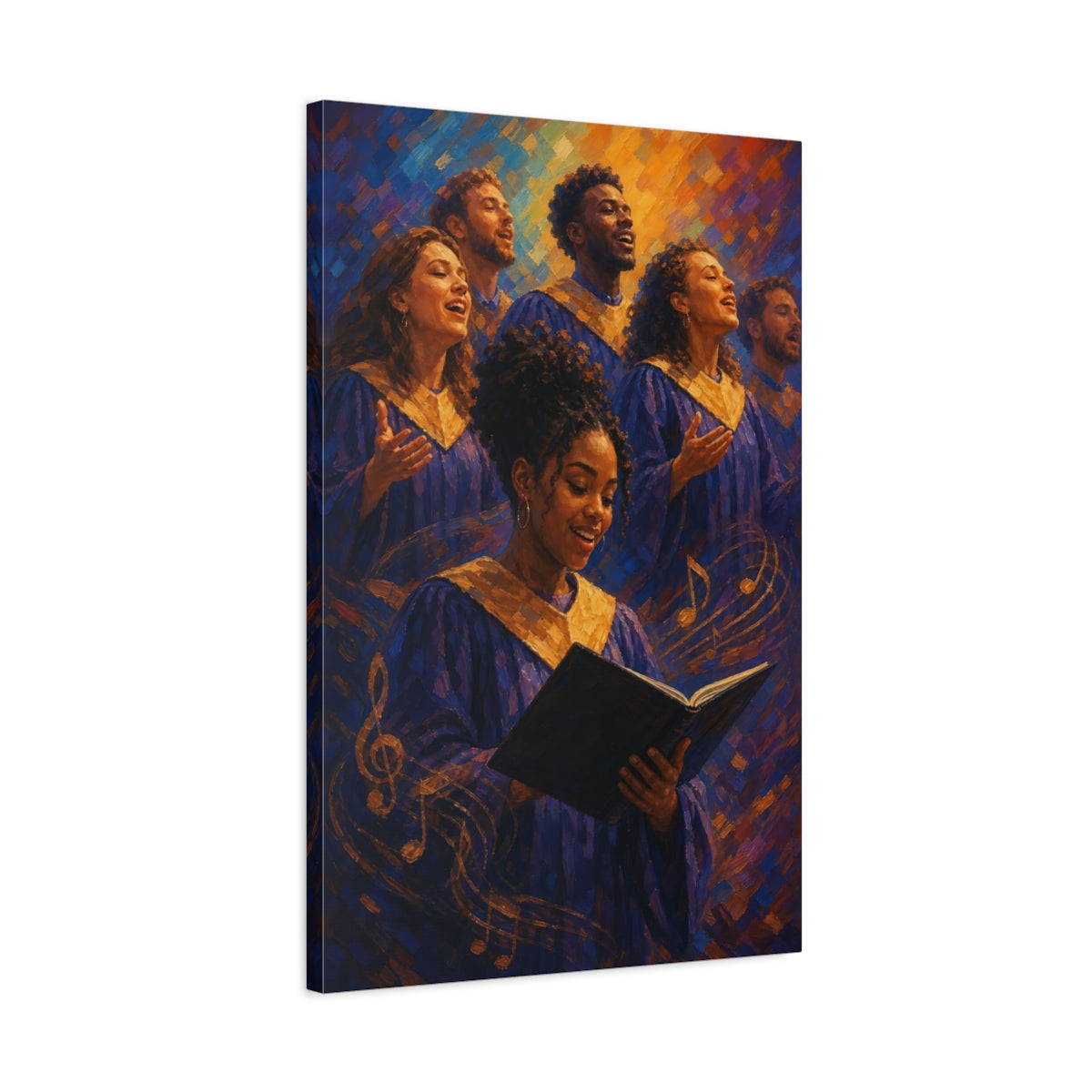 Side Mockup 2. Joyful Gospel Choir shown as canvas print