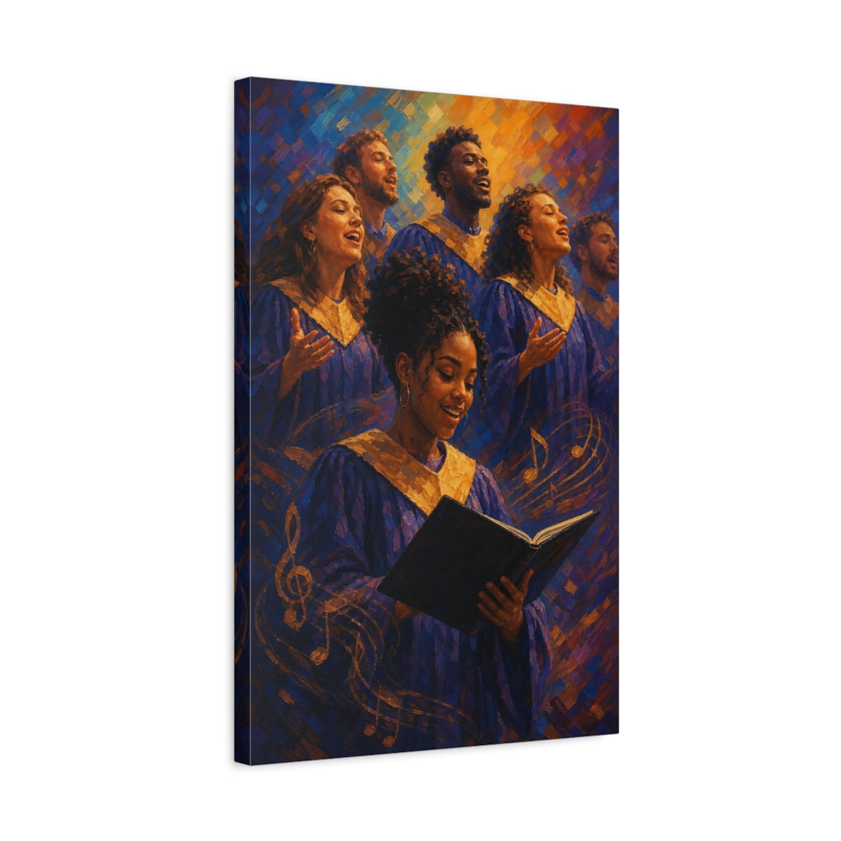 Side Mockup 3. Joyful Gospel Choir shown as canvas print