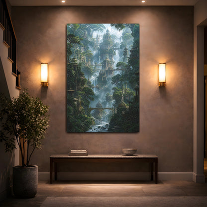 Mockup 2. Jungle City Ruins shown as canvas print