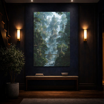 Mockup 4. Jungle City Ruins shown as canvas print