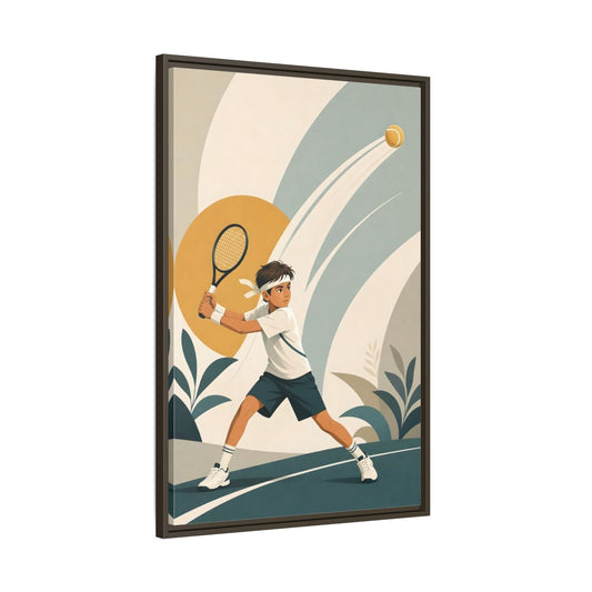 Main Mockup. Junior Tennis Serve shown as framed canvas print