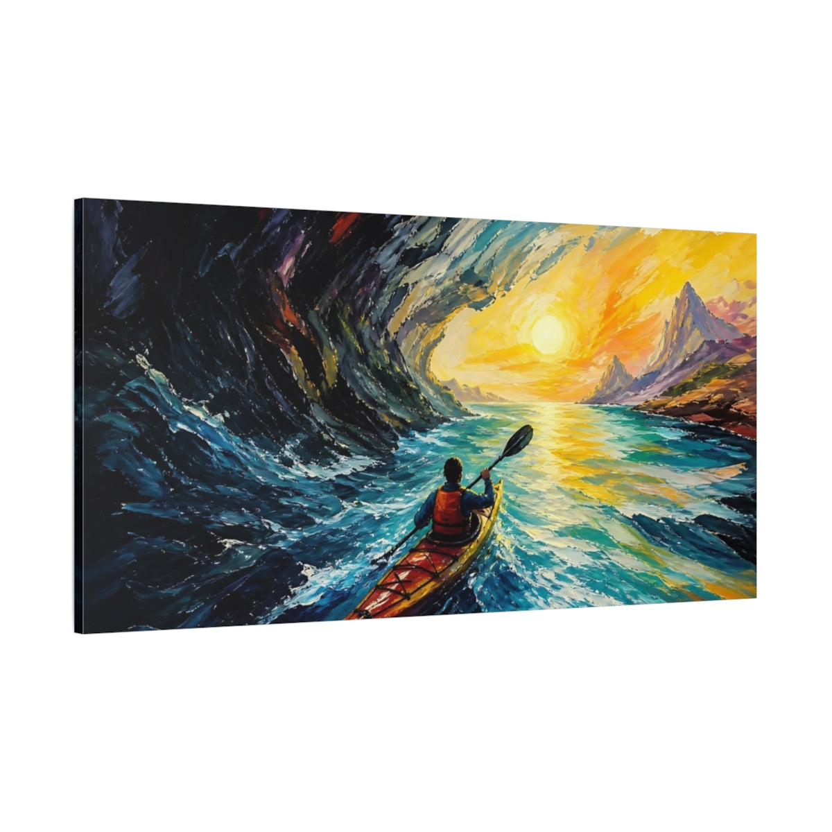 Side Mockup 2. Kayaker Motivation Journey shown as canvas print