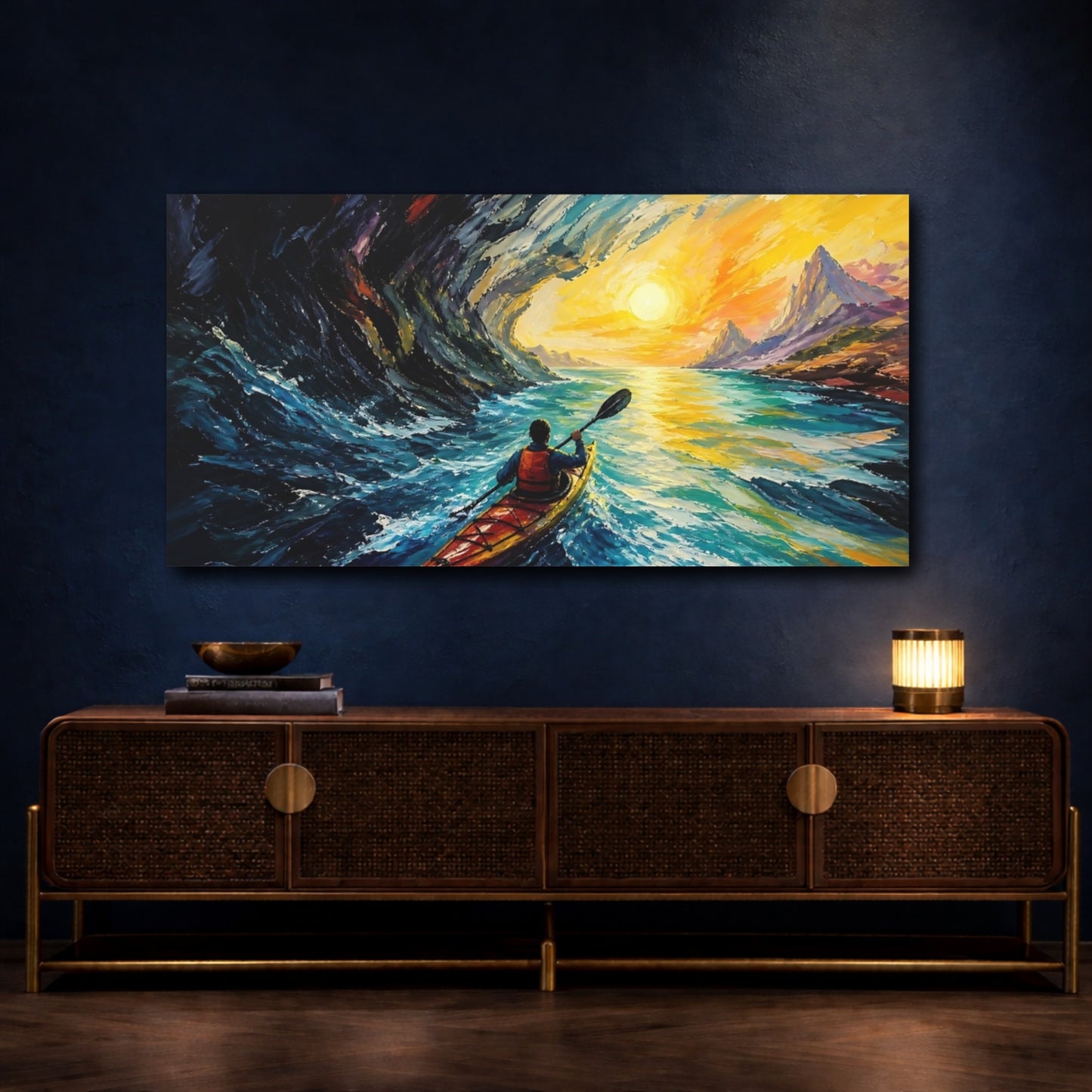 Mockup 4. Kayaker Motivation Journey shown as canvas print