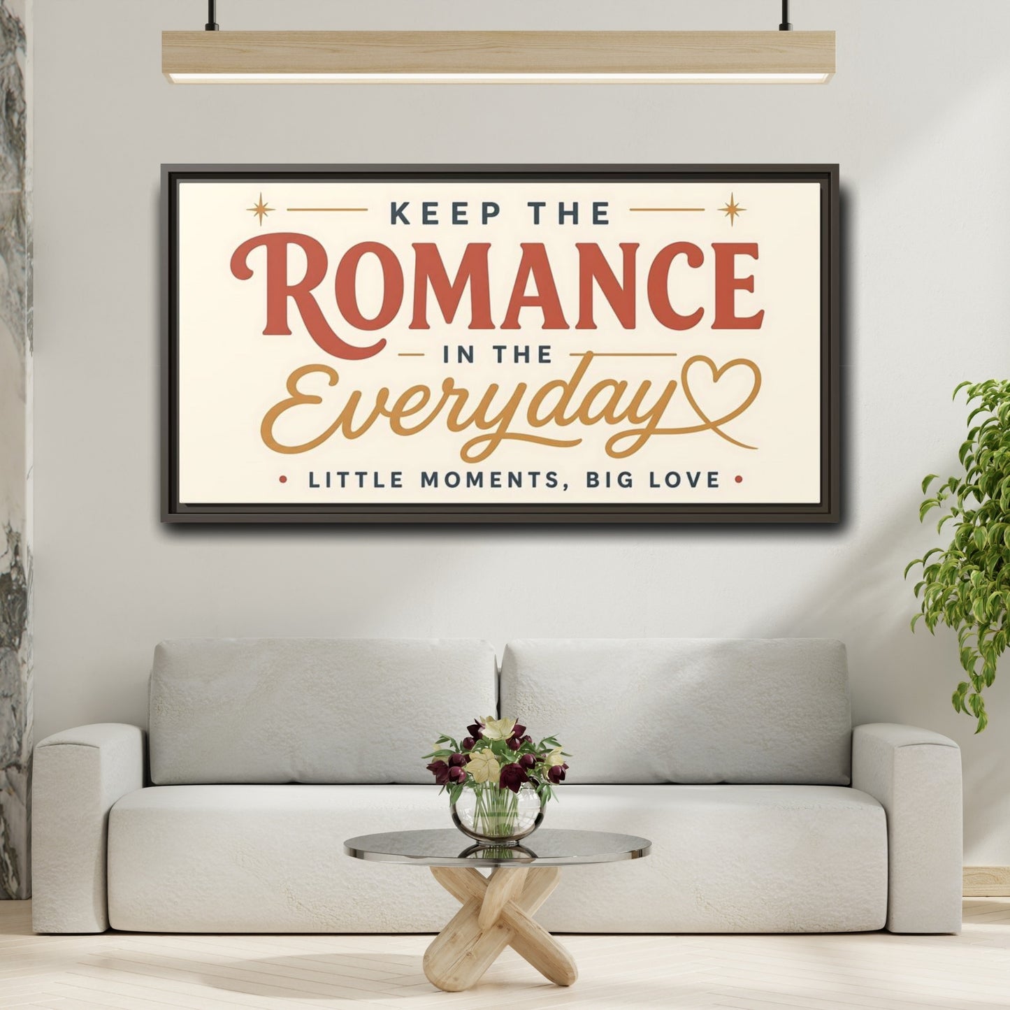 Mockup 2. Keep The Romance Everyday shown as framed canvas print