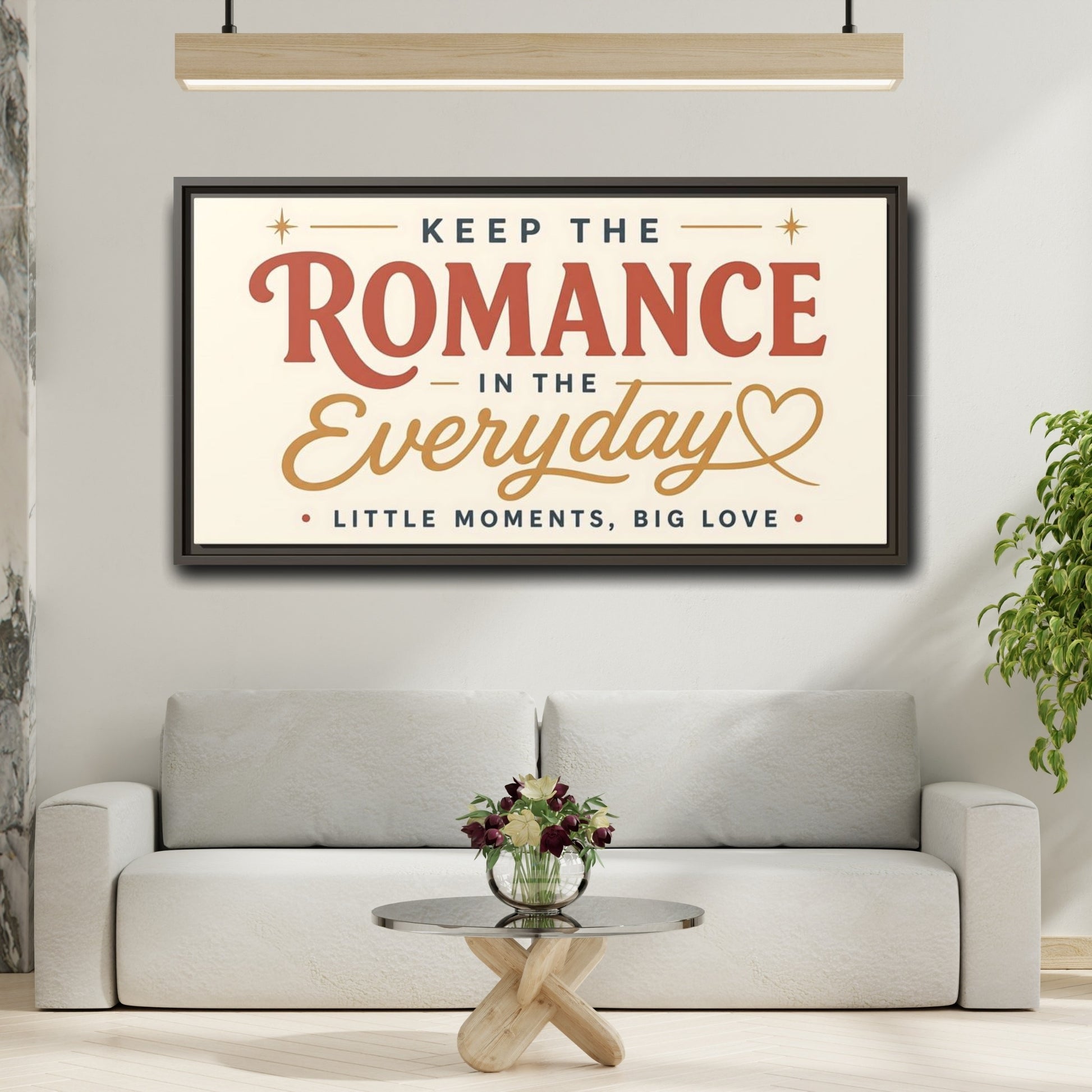 Mockup 2. Keep The Romance Everyday shown as framed canvas print