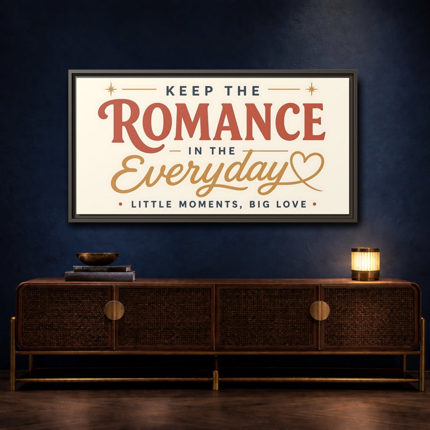 Mockup 4. Keep The Romance Everyday shown as framed canvas print