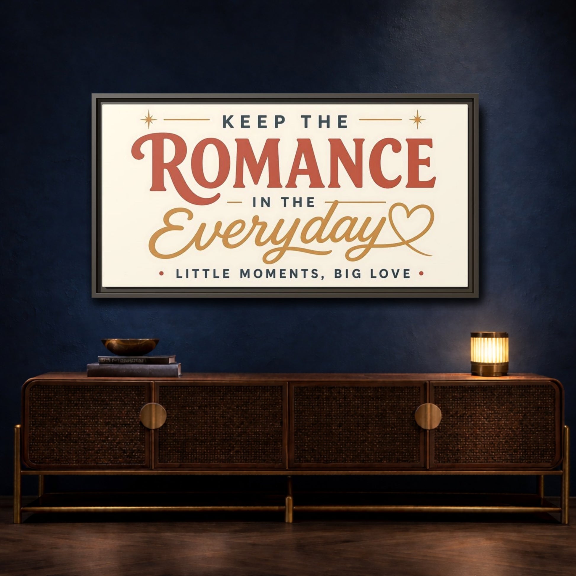Mockup 4. Keep The Romance Everyday shown as framed canvas print