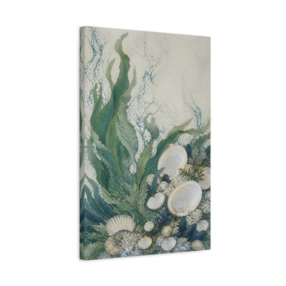 Side Mockup 3. Kelp And Moon Shells shown as canvas print