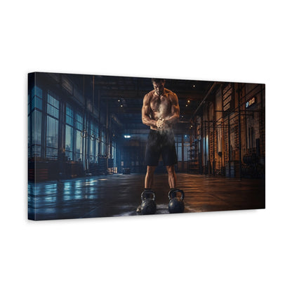 Side Mockup 3. Kettlebell Power Athlete shown as canvas print
