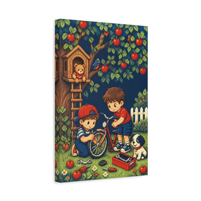 Side Mockup 4. Kids Bike Repair shown as canvas print