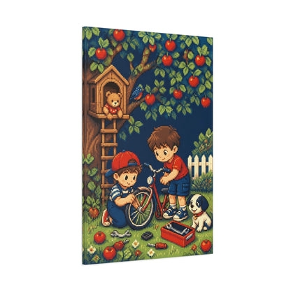 Side Mockup 1. Kids Bike Repair shown as canvas print