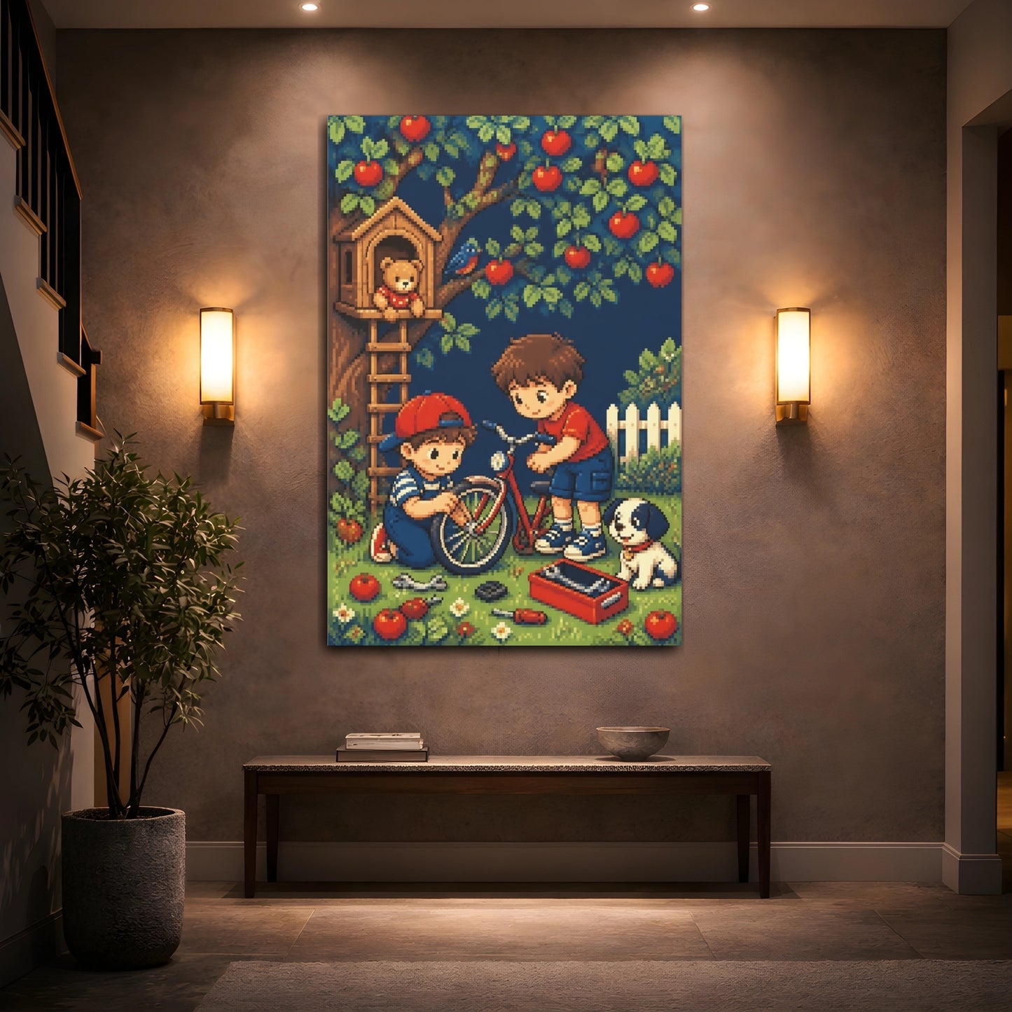 Mockup 2. Kids Bike Repair shown as canvas print