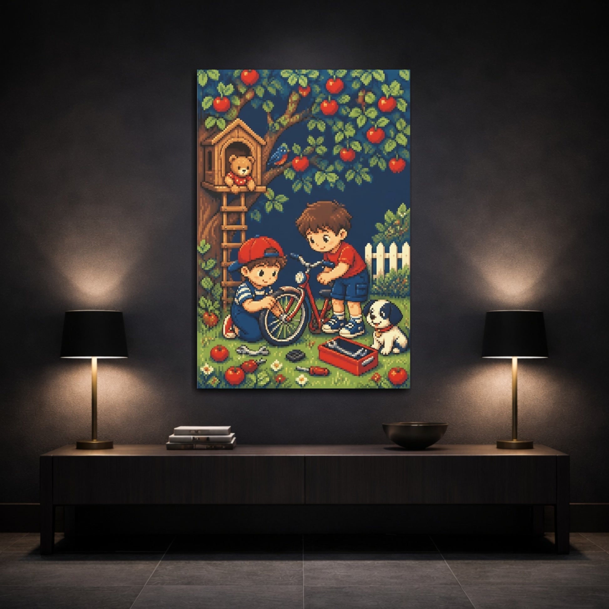 Mockup 3. Kids Bike Repair shown as canvas print