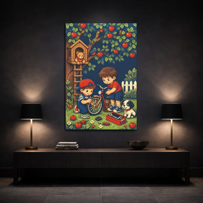 Mockup 3. Kids Bike Repair shown as canvas print