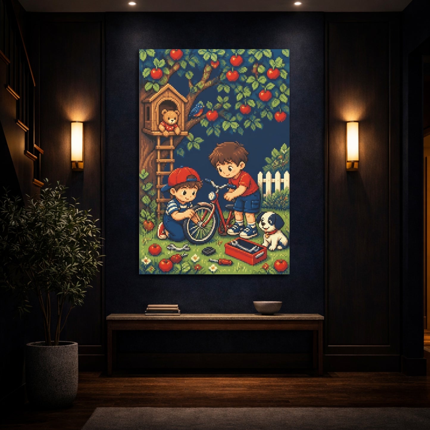 Mockup 4. Kids Bike Repair shown as canvas print