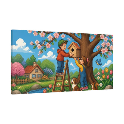 Main Mockup. Kids Birdhouse Adventure shown as canvas print