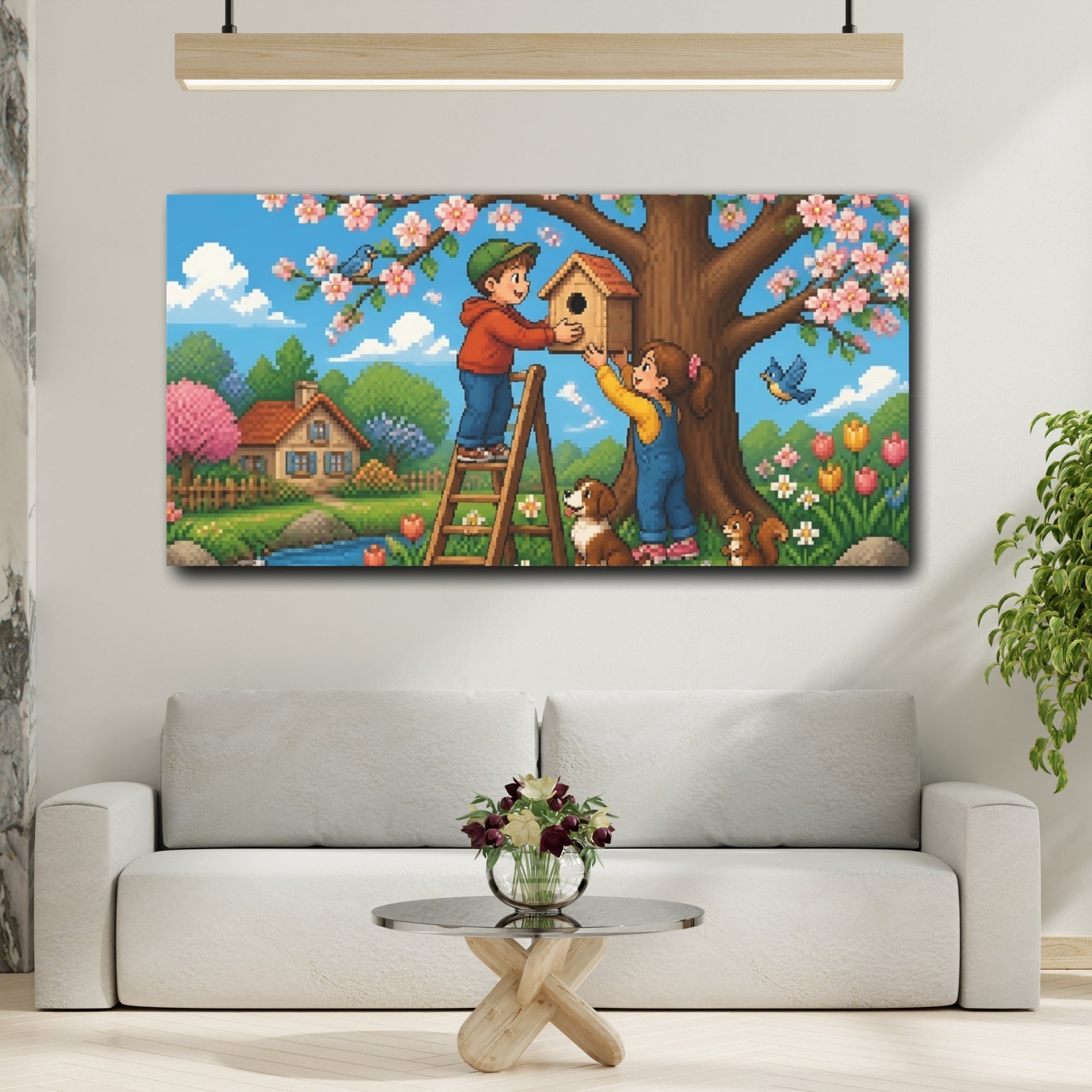 Mockup 2. Kids Birdhouse Adventure shown as canvas print