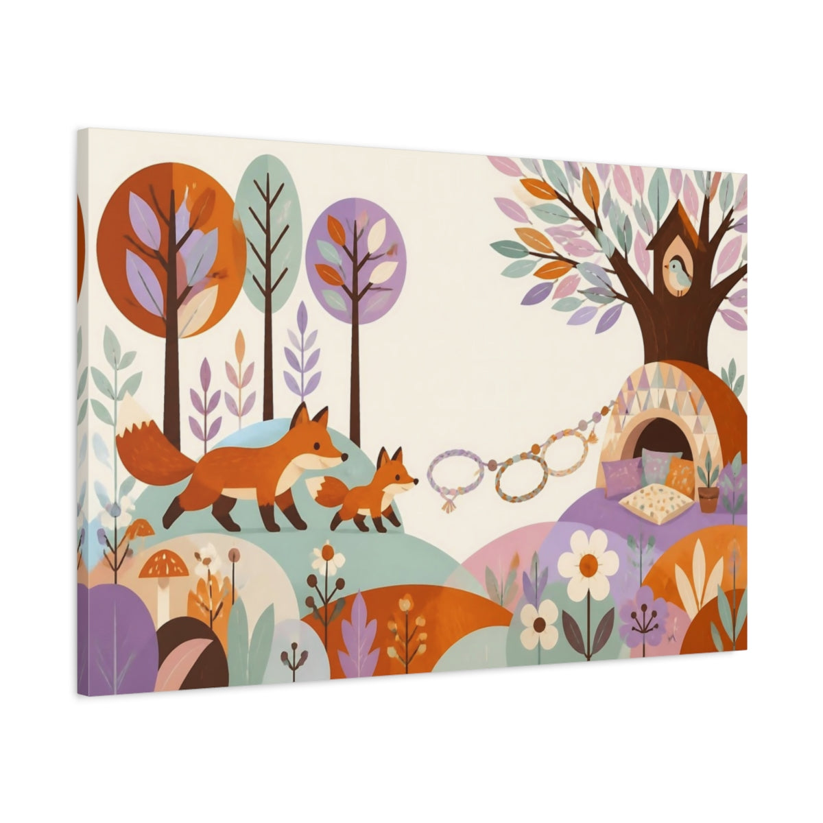 Main Mockup. Kids Fox Family shown as canvas print