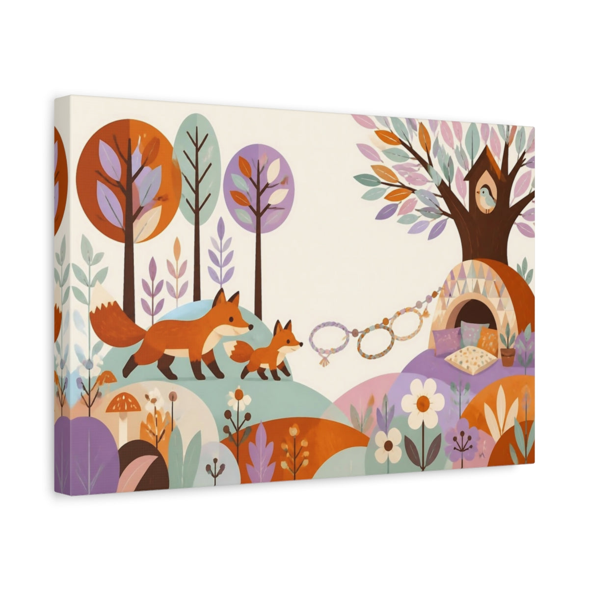 Side Mockup 4. Kids Fox Family shown as canvas print