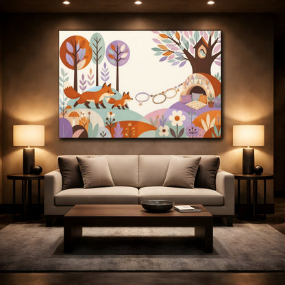 Mockup 2. Kids Fox Family shown as canvas print