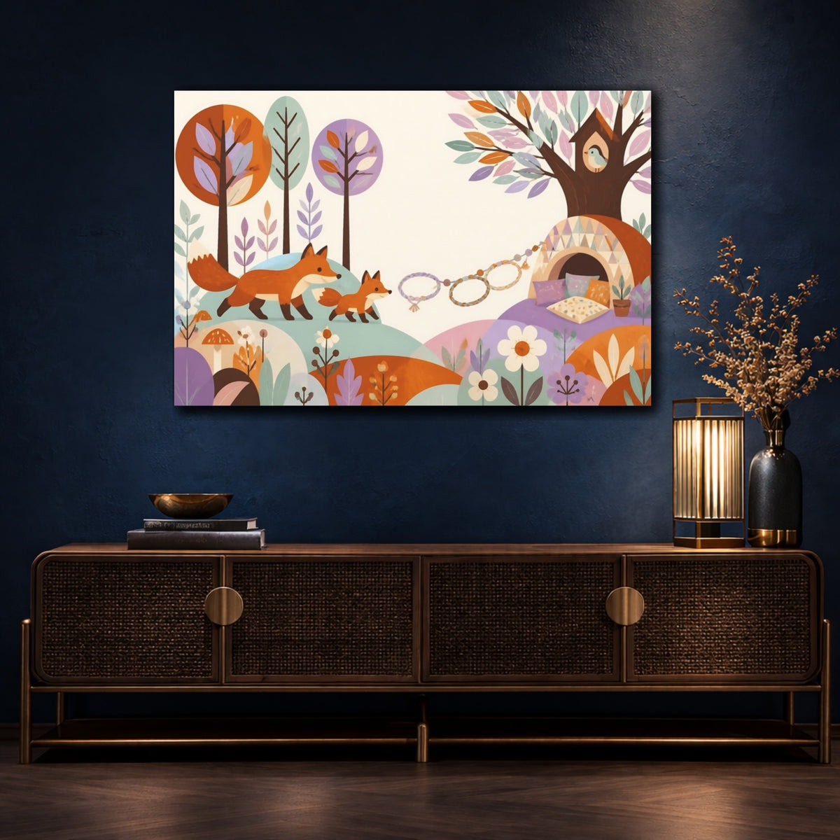 Mockup 4. Kids Fox Family shown as canvas print