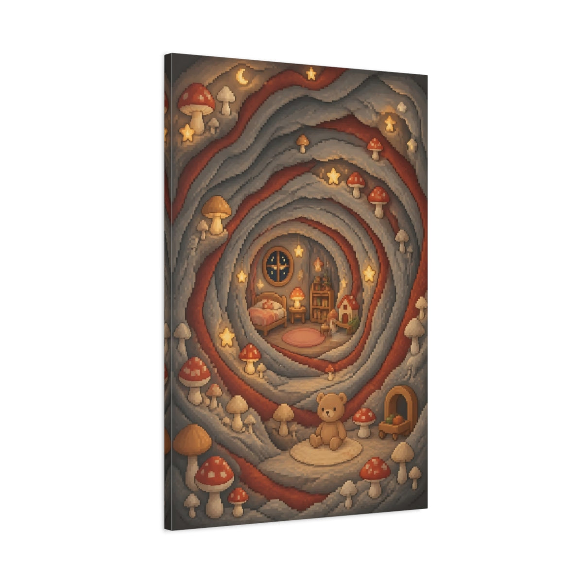 Main Mockup. Kids Mushroom Cave shown as canvas print