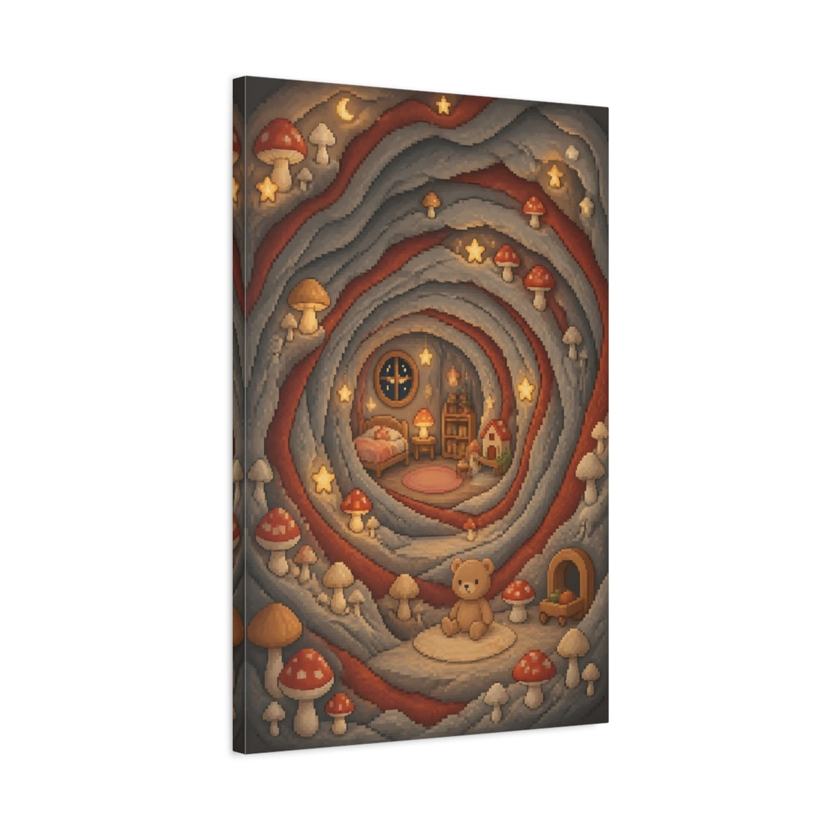 Side Mockup 2. Kids Mushroom Cave shown as canvas print
