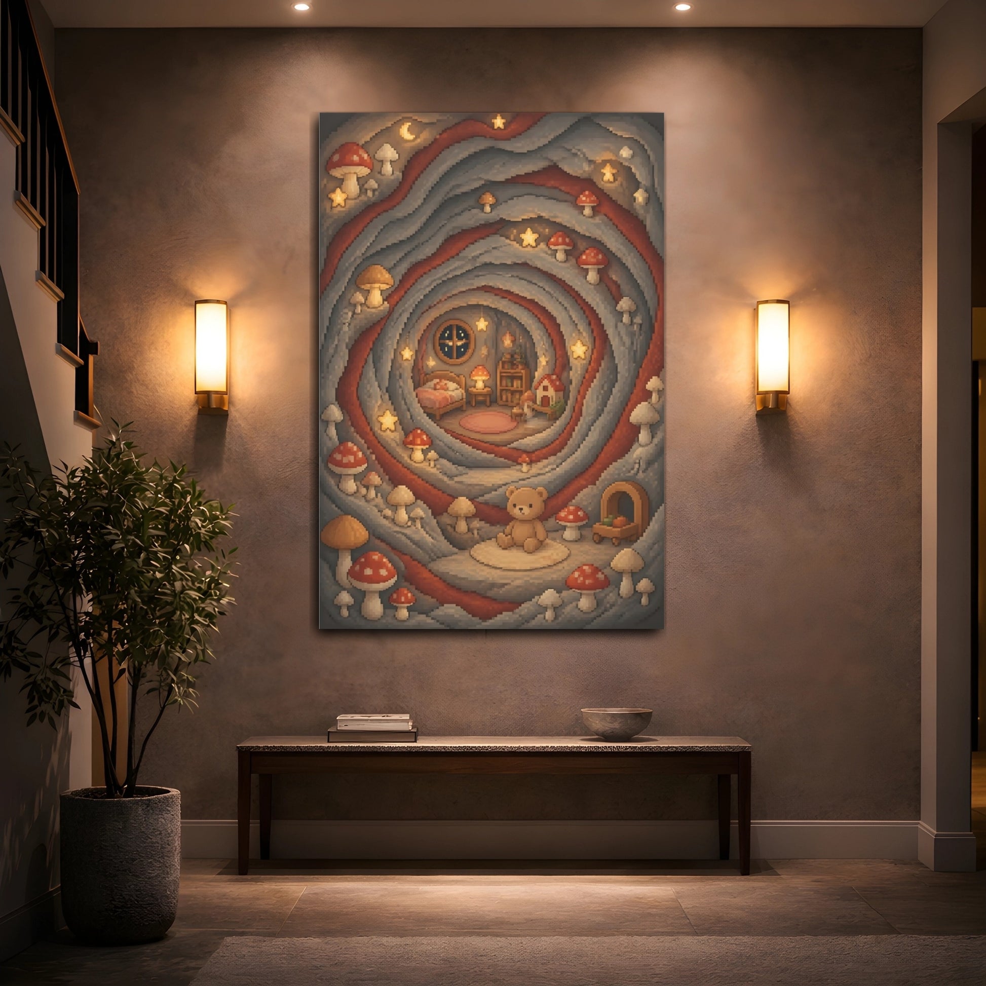 Mockup 2. Kids Mushroom Cave shown as canvas print
