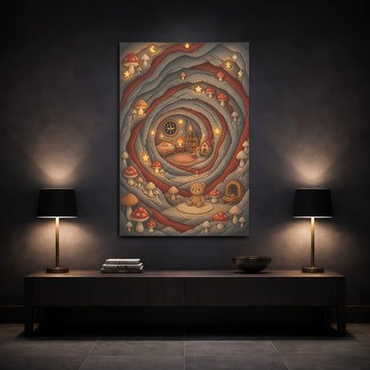 Mockup 3. Kids Mushroom Cave shown as canvas print