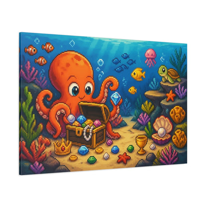 Side Mockup 1. Kids Octopus Treasure shown as canvas print