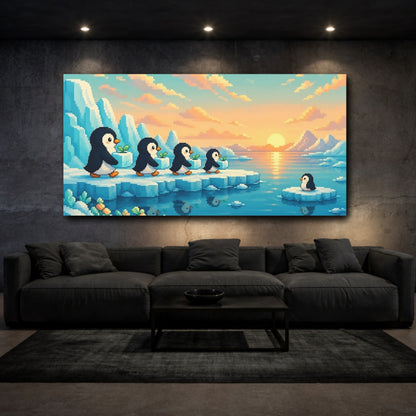 Mockup 3. Kids Penguin Parade shown as canvas print