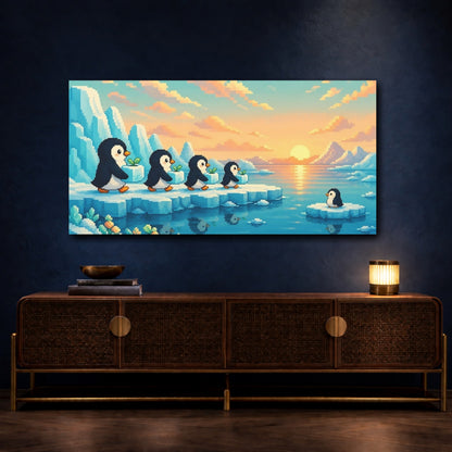Mockup 4. Kids Penguin Parade shown as canvas print