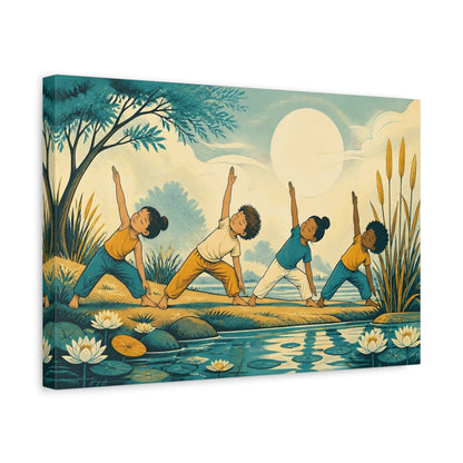 Side Mockup 4. Kids Pond Yoga shown as canvas print