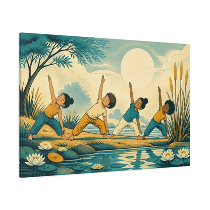 Side Mockup 1. Kids Pond Yoga shown as canvas print