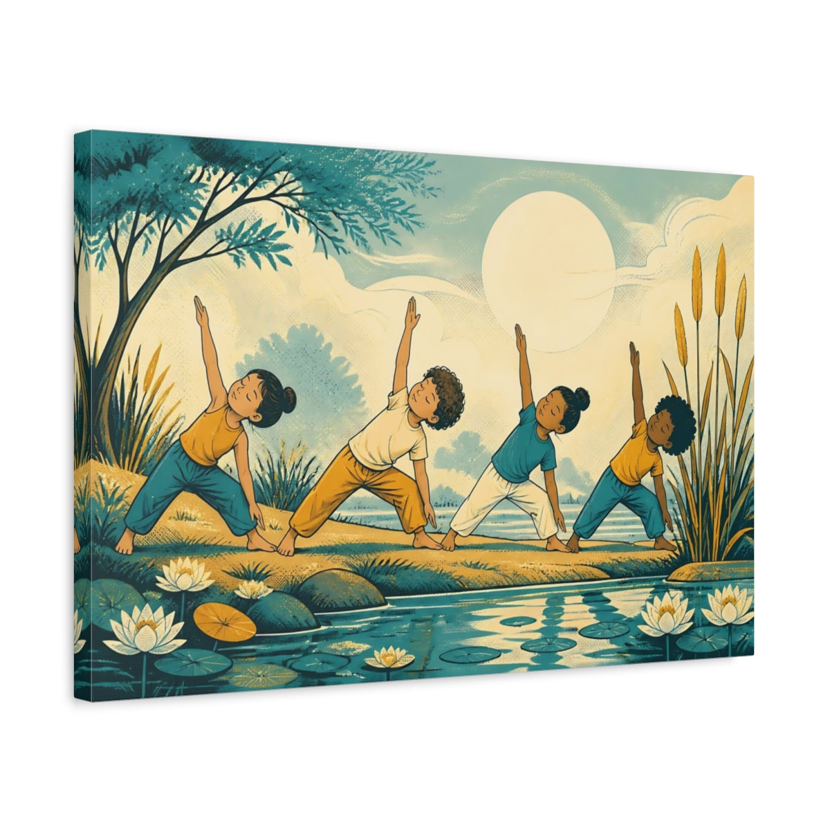 Side Mockup 3. Kids Pond Yoga shown as canvas print