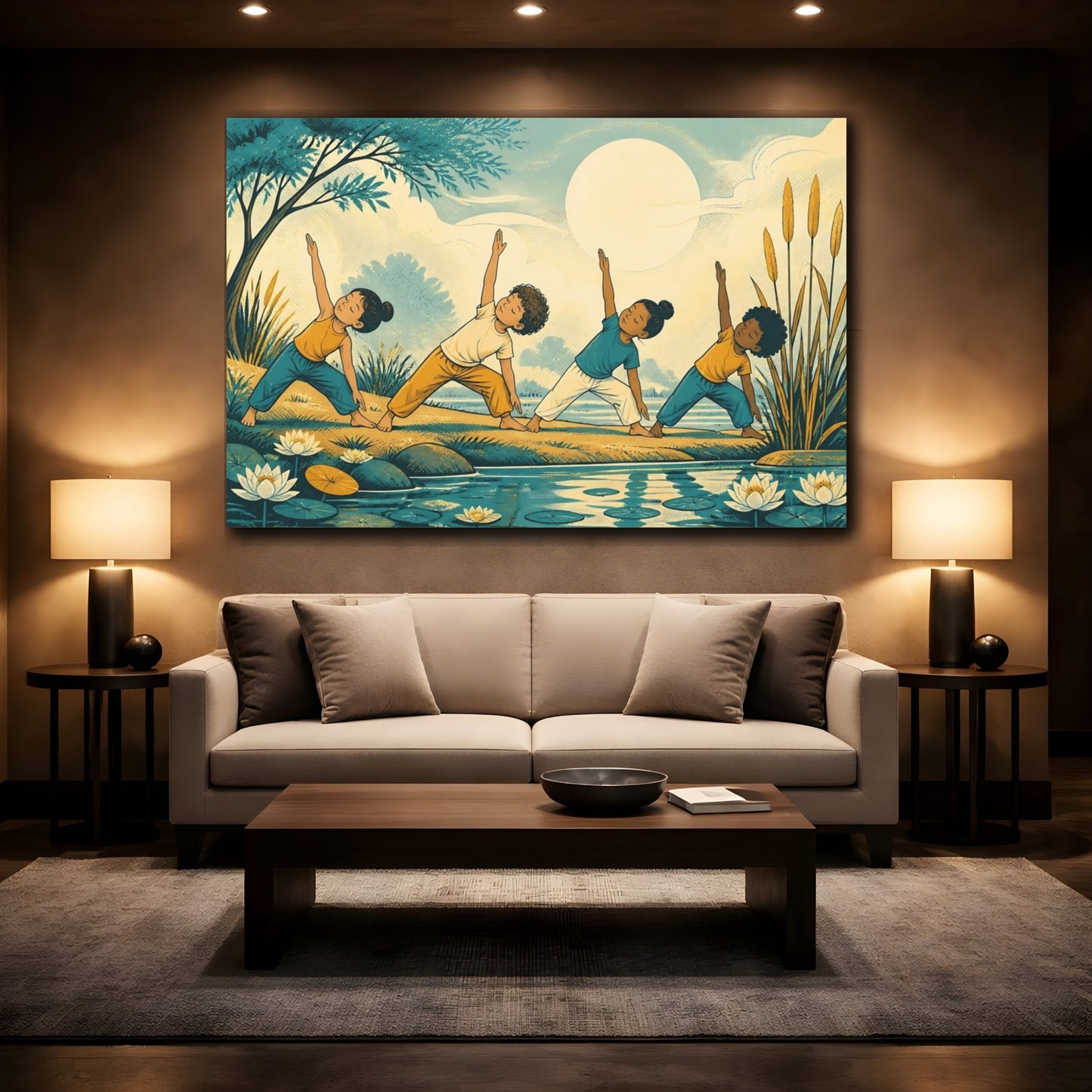 Mockup 2. Kids Pond Yoga shown as canvas print