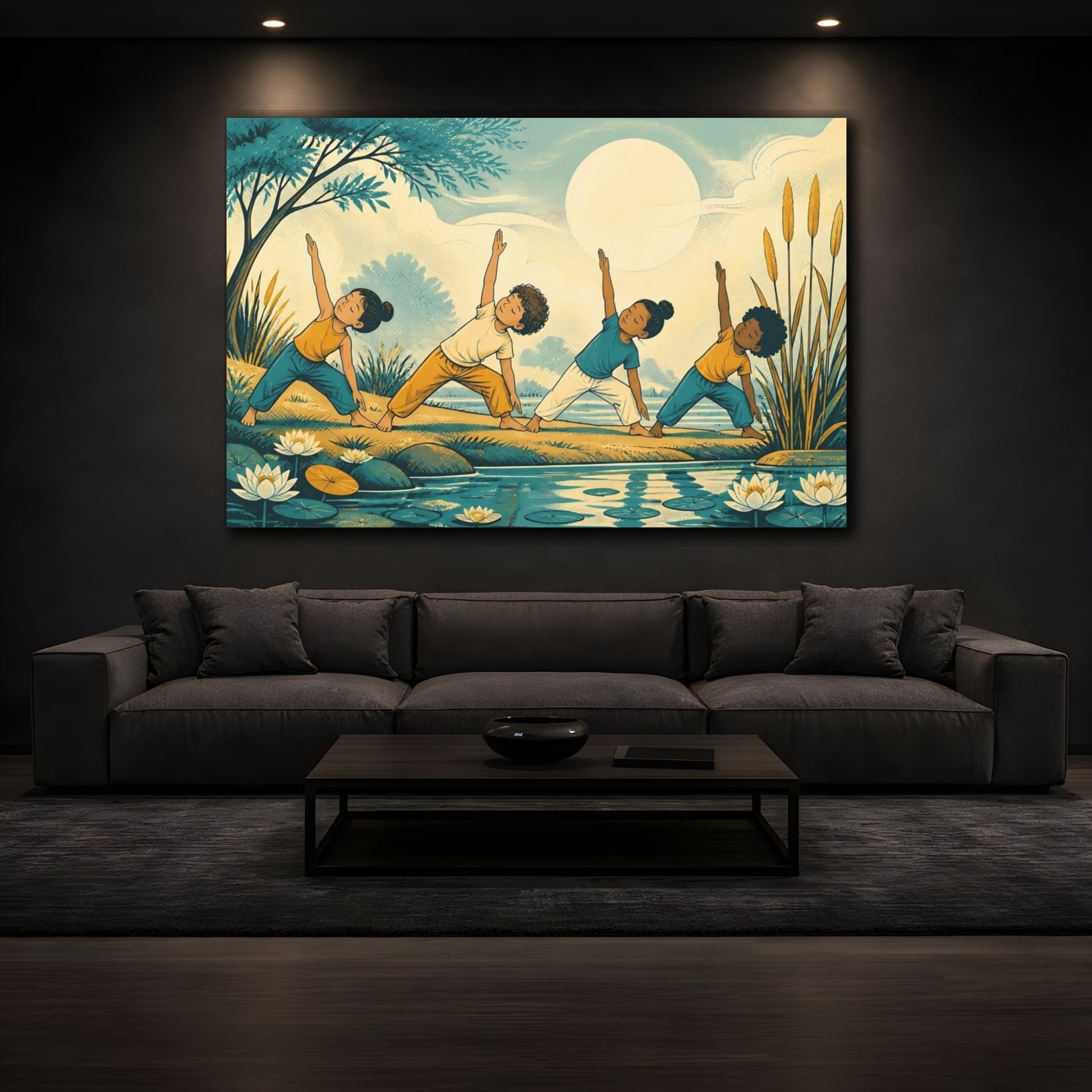 Mockup 3. Kids Pond Yoga shown as canvas print