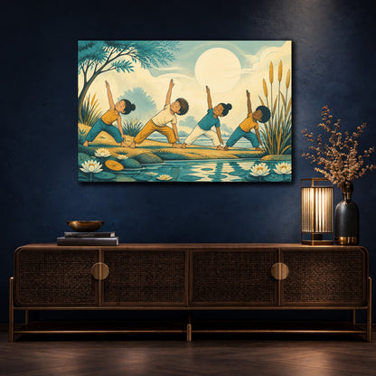 Mockup 4. Kids Pond Yoga shown as canvas print