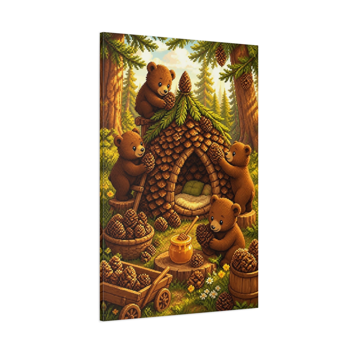 Side Mockup 1. Kids Room Bear Cubs shown as canvas print