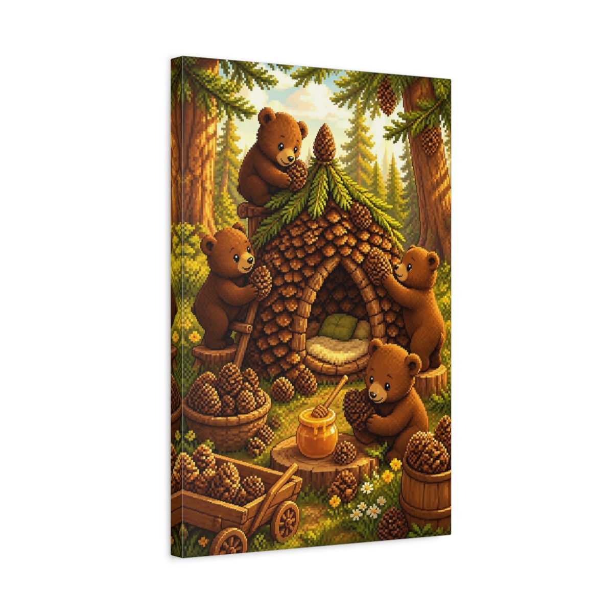 Side Mockup 3. Kids Room Bear Cubs shown as canvas print