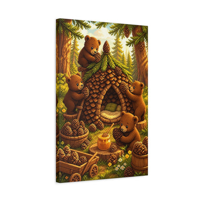 Side Mockup 3. Kids Room Bear Cubs shown as canvas print