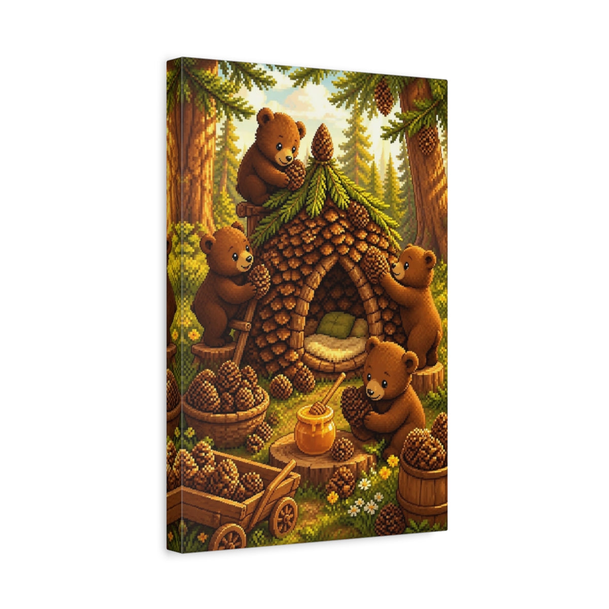 Side Mockup 4. Kids Room Bear Cubs shown as canvas print