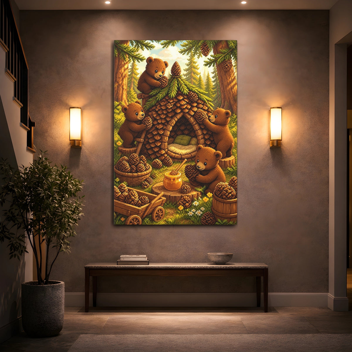 Mockup 2. Kids Room Bear Cubs shown as canvas print