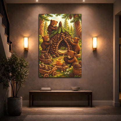 Mockup 2. Kids Room Bear Cubs shown as canvas print