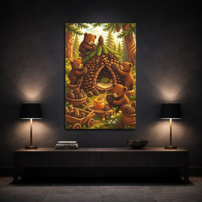 Mockup 3. Kids Room Bear Cubs shown as canvas print
