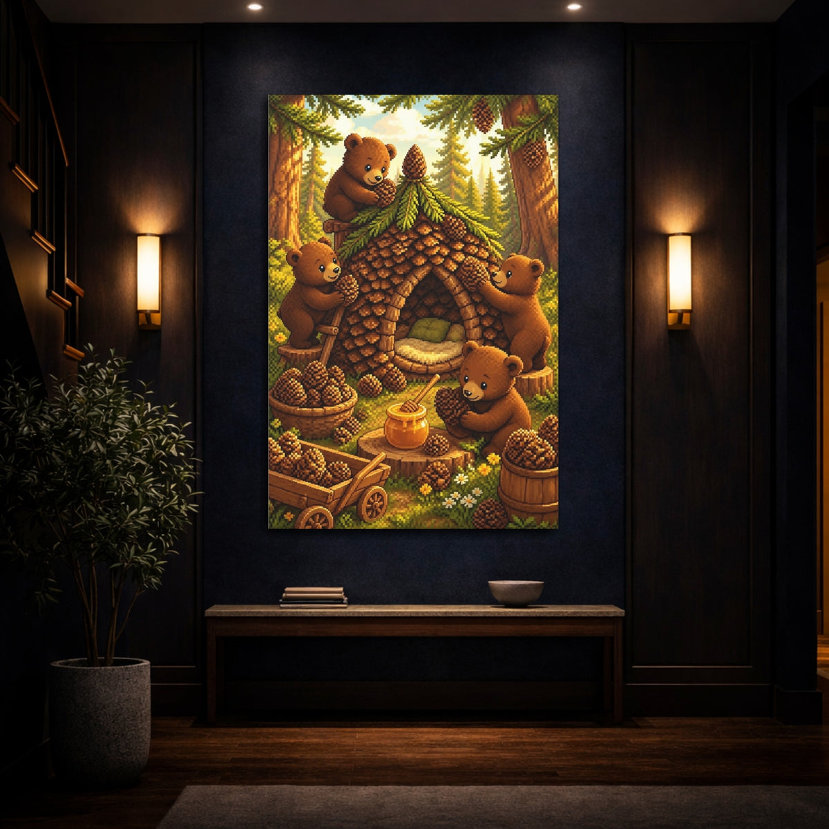 Mockup 4. Kids Room Bear Cubs shown as canvas print